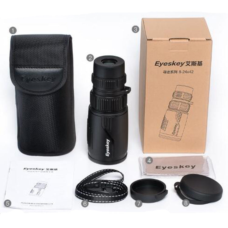 Eyeskey 8-24X42 Zoom Single-tube HD Telescope Mobile Phone Photo Telescope Waterproof Monocular Binoculars Reluova