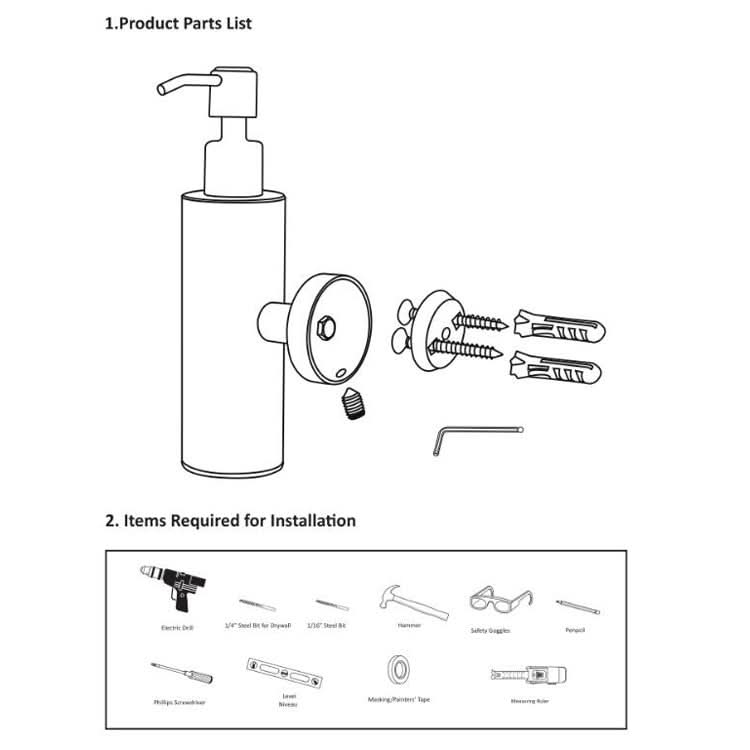 304 Stainless Steel Wall-mounted Manual Soap Dispenser-Reluova