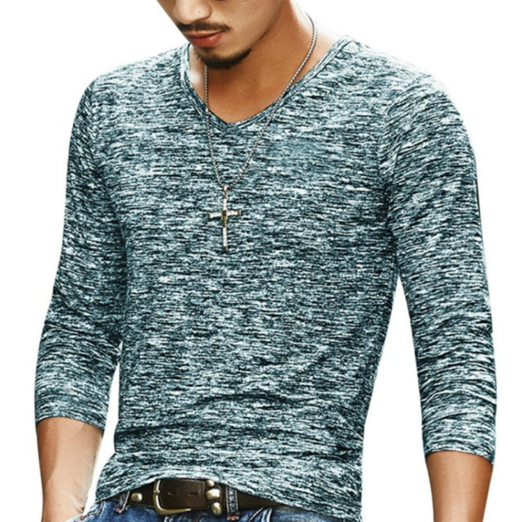 Slim Streetwear V-neck T Shirt Casual Fitness Tops Long Sleeve Pullover Shirt for Men Reluova