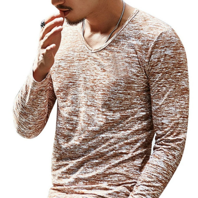 Slim Streetwear V-neck T Shirt Casual Fitness Tops Long Sleeve Pullover Shirt for Men Reluova