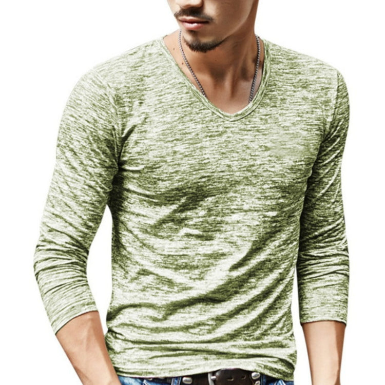 Slim Streetwear V-neck T Shirt Casual Fitness Tops Long Sleeve Pullover Shirt for Men Reluova