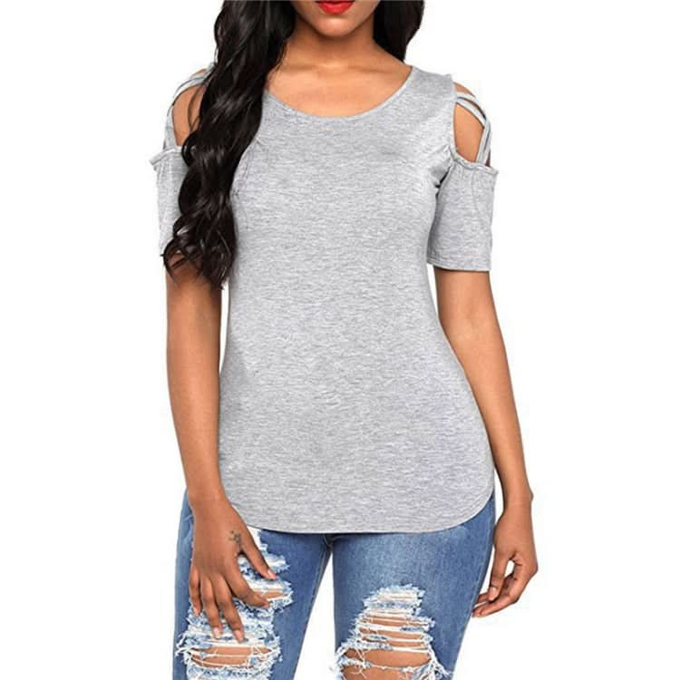 Round Neck Short-sleeved Off-the-shoulder Blouse T-shirt