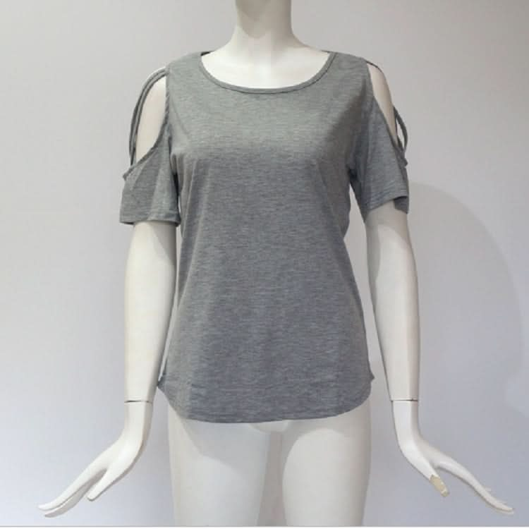 Round Neck Short-sleeved Off-the-shoulder Blouse T-shirt