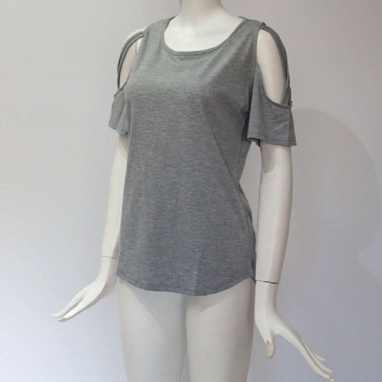 Round Neck Short-sleeved Off-the-shoulder Blouse T-shirt Reluova