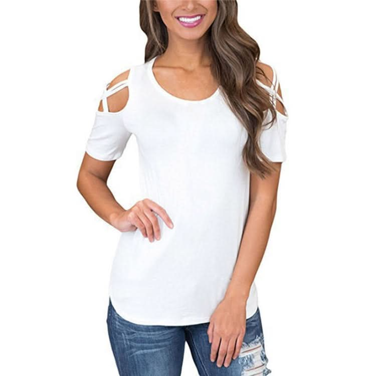 Round Neck Short-sleeved Off-the-shoulder Blouse T-shirt