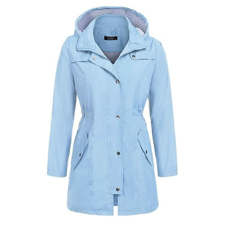 Casual  Women Waterproof Waist Hooded Long Coat