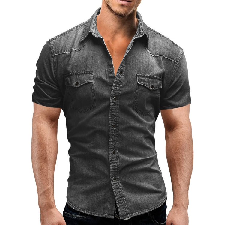 Cowboy Short Sleeve Shirt Leisure Fashion Daily Shirt for Men Reluova