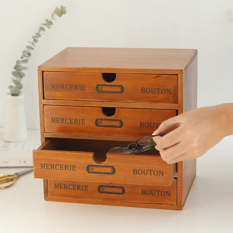 Retro Wooden Drawer Storage Cabinet Desk