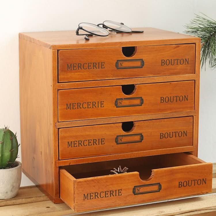 Retro Wooden Drawer Storage Cabinet Desk