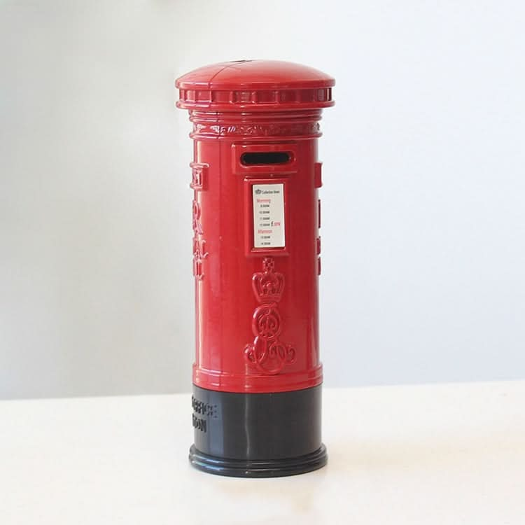 Retro Tin Alloy Telephone Booth Postbox Piggy Bank Decoration