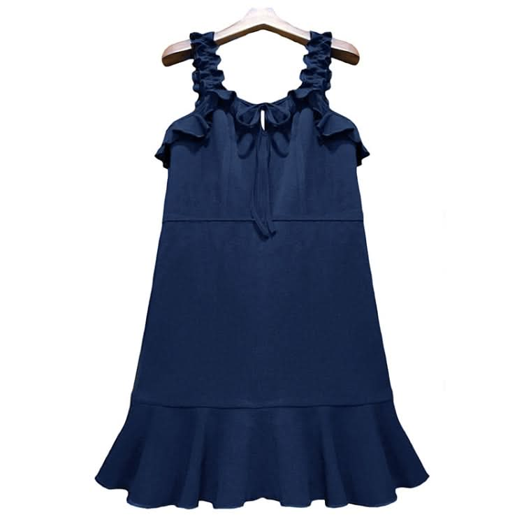 Women Solid Color Sling Sweet Skirt Ruffled Fresh Dress