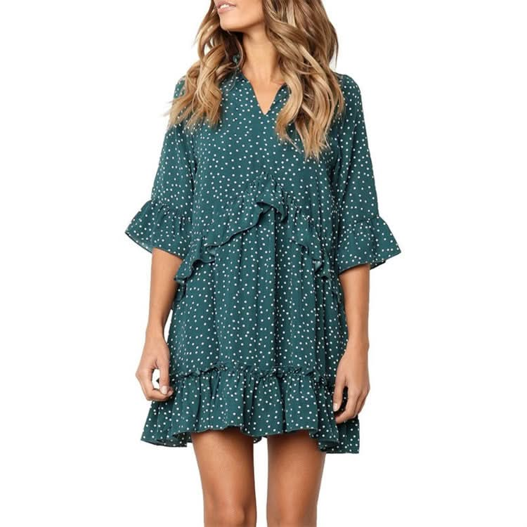 Burst Ruffled Skirt Fashion Dot Dress Reluova