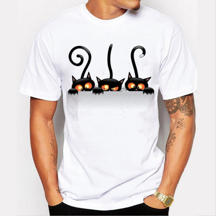 Three Cats Pattern Printing T-shirt for Men