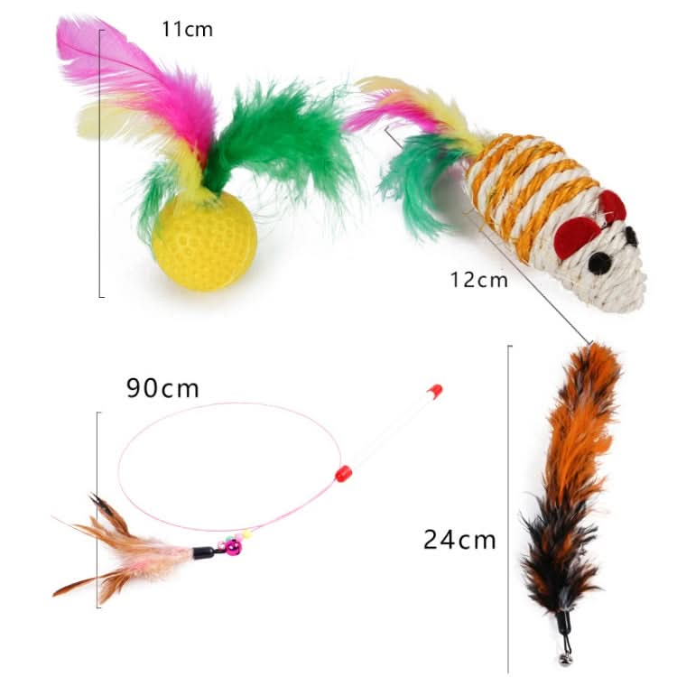 Cat Combination Toy Funny Cat Stick Mouse Bell Ball Feather - Reluova