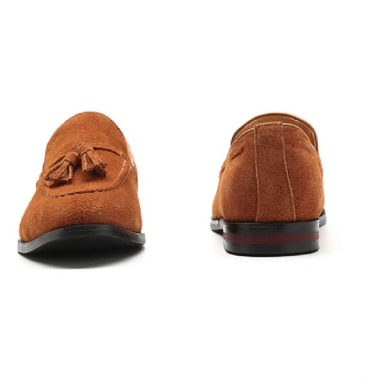 Men Leather Shoes Suede Tassels Slip-on Peas Shoes Reluova