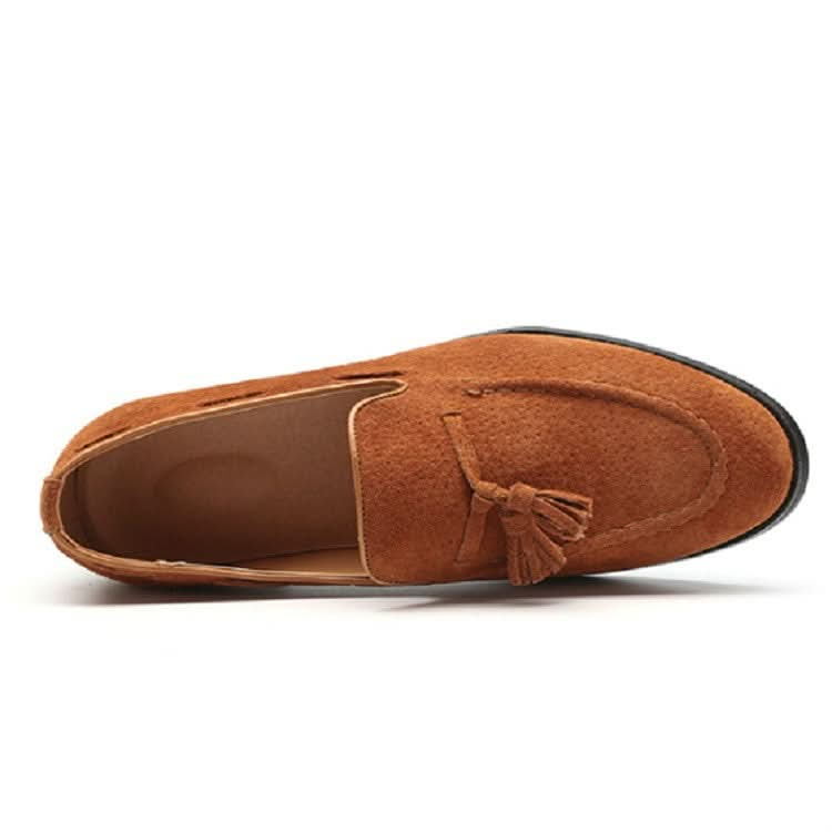 Men Leather Shoes Suede Tassels Slip-on Peas Shoes Reluova