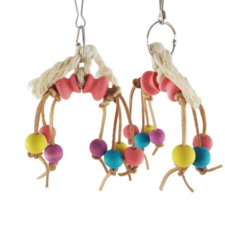 Creative Leather Rope Wooden Bead Parrot Bird Bite Toy - Reluova