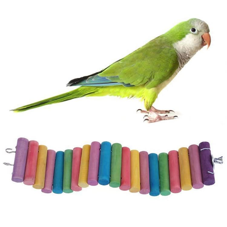 Parrot Bird Hamster Color Round Wood Small Plank Road Ladder Toy - Reluova