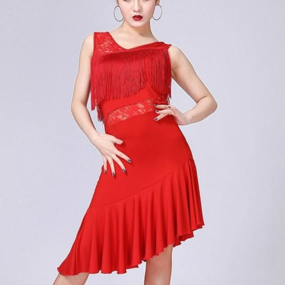 Latin Dance Dress Women Tassel Tango Dress Dance Skirt Dancewear Reluova