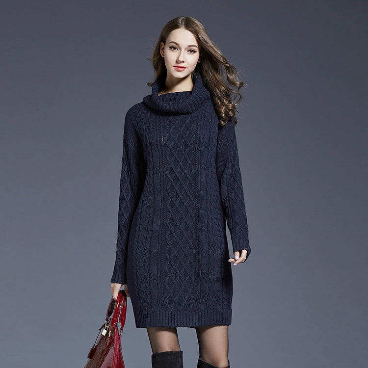 Autumn And Winter Knitwear Dresses Long Turtleneck Sweater For Women, Series 1