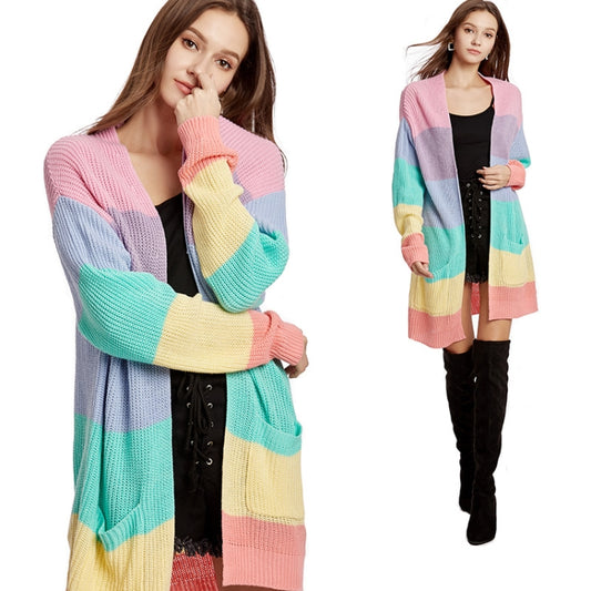 Loose Long Knitted Cardigan Women Sweater Jacket Reluova