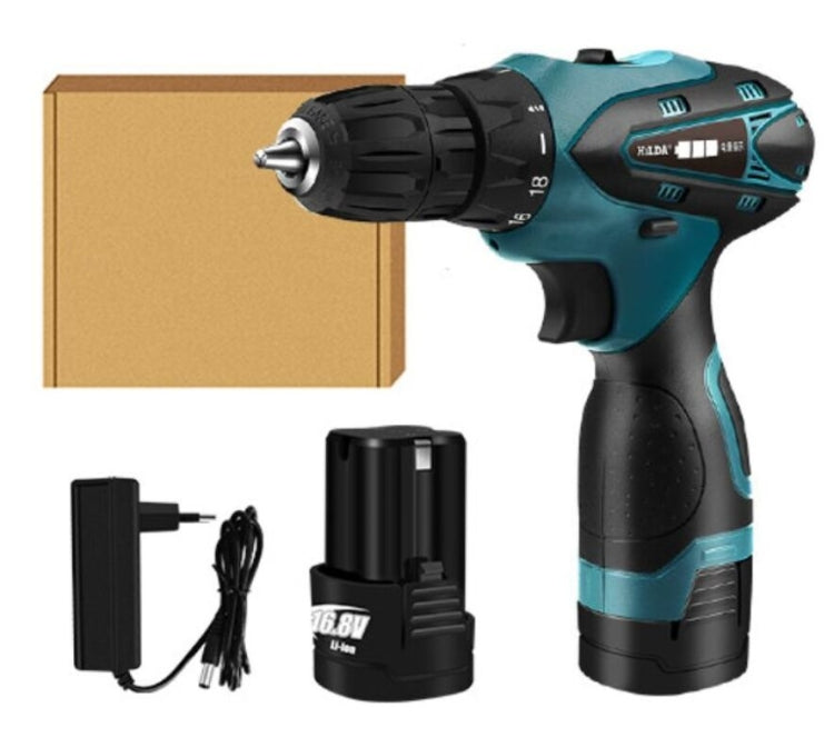 HILDA Electric Drill Cordless Screwdriver Lithium Battery Mini Drill Cordless Screwdriver Power Tools, EU Plug