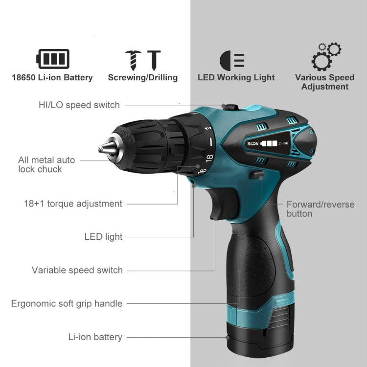 HILDA Electric Drill Cordless Screwdriver Lithium Battery Mini Drill Cordless Screwdriver Power Tools, EU Plug My Store