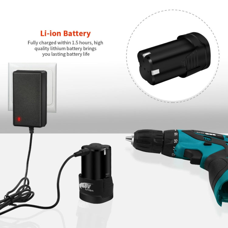 HILDA Electric Drill Cordless Screwdriver Lithium Battery Mini Drill Cordless Screwdriver Power Tools, EU Plug