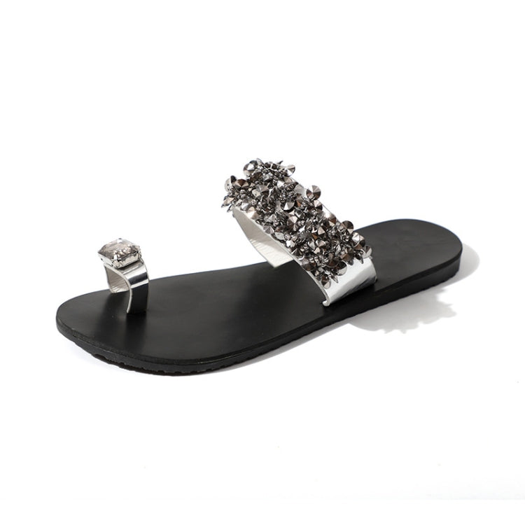 Flat Bottom Pin Rhinestone Sequins Sandals Reluova