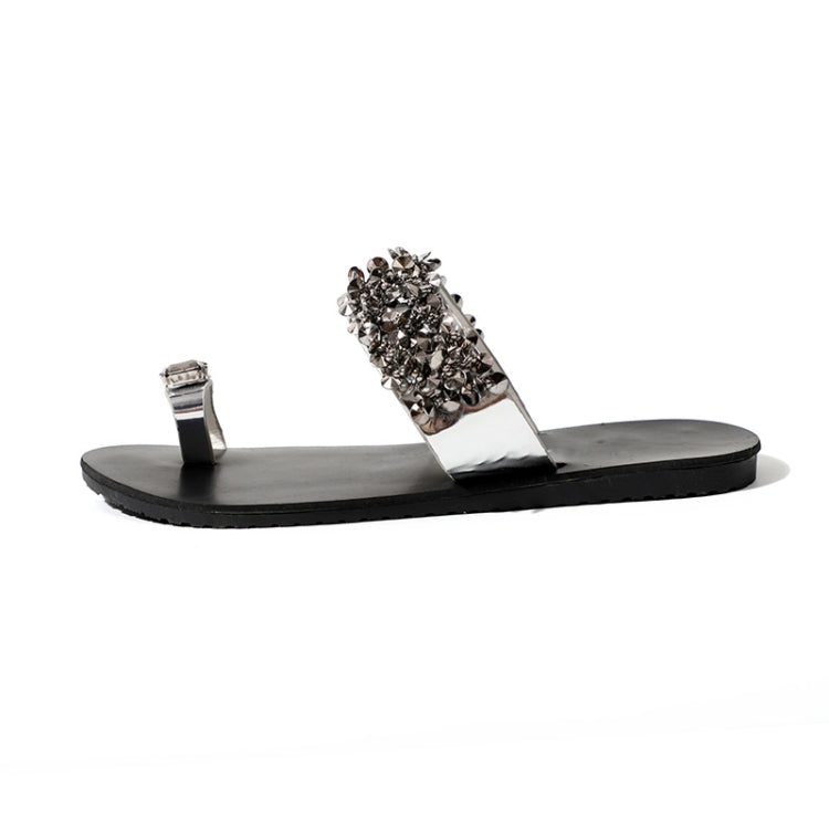 Flat Bottom Pin Rhinestone Sequins Sandals Reluova