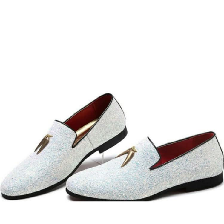 Men Pointed Toe Solid Color Casual Shine Loafer Reluova