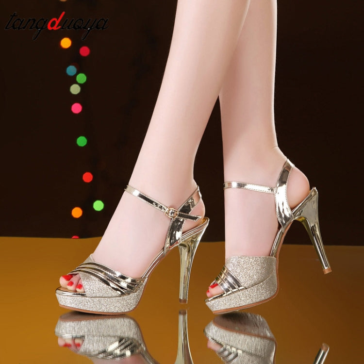 Waterproof Platform Word Buckle Fish Mouth High Heels