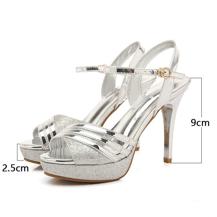 Waterproof Platform Word Buckle Fish Mouth High Heels