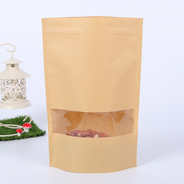 50 PCS Zipper Self Sealing Kraft Paper Bag with Window Stand Up for Gifts/Food/Candy/Tea/Party/Wedding Gifts My Store