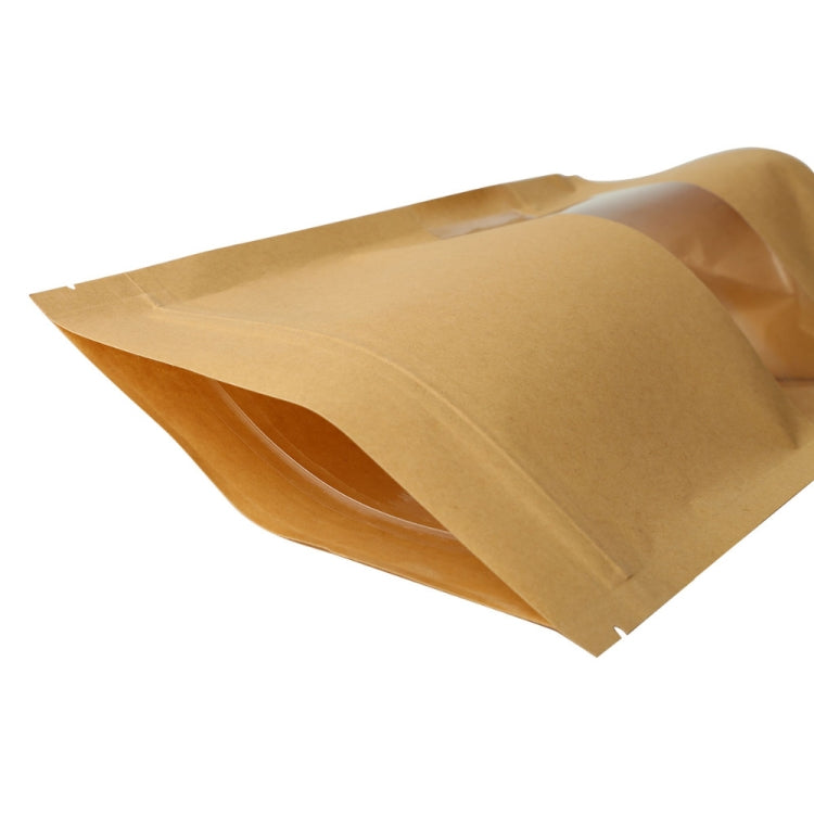 50 PCS Zipper Self Sealing Kraft Paper Bag with Window Stand Up for Gifts/Food/Candy/Tea/Party/Wedding Gifts