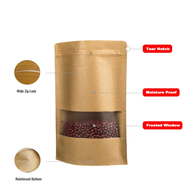 50 PCS Zipper Self Sealing Kraft Paper Bag with Window Stand Up for Gifts/Food/Candy/Tea/Party/Wedding Gifts My Store