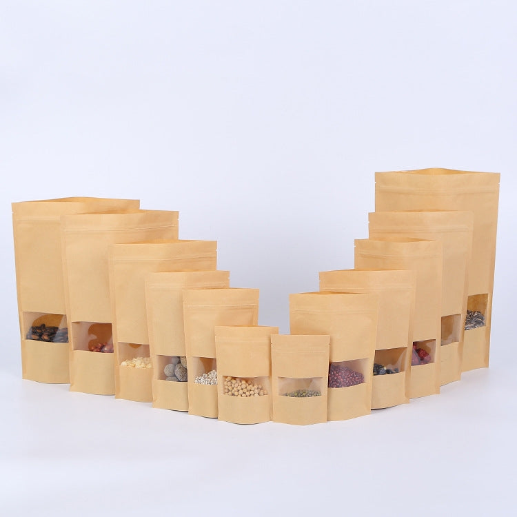 50 PCS Zipper Self Sealing Kraft Paper Bag with Window Stand Up for Gifts/Food/Candy/Tea/Party/Wedding Gifts My Store