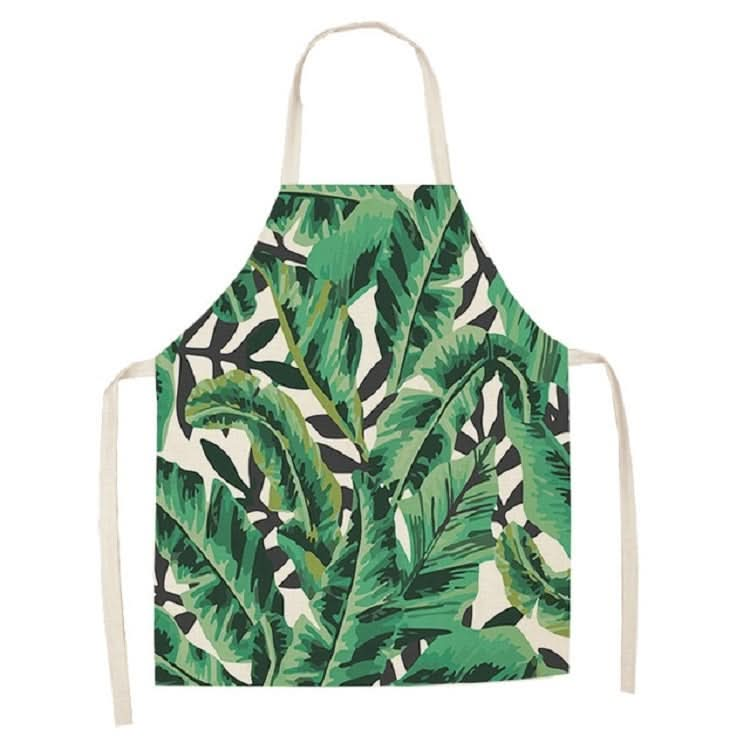 Cotton Linen Creative Plant Foliage Pattern Sleeveless Apron - Reluova