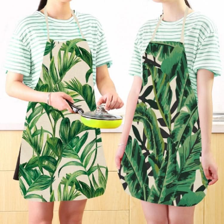 Cotton Linen Creative Plant Foliage Pattern Sleeveless Apron - Reluova