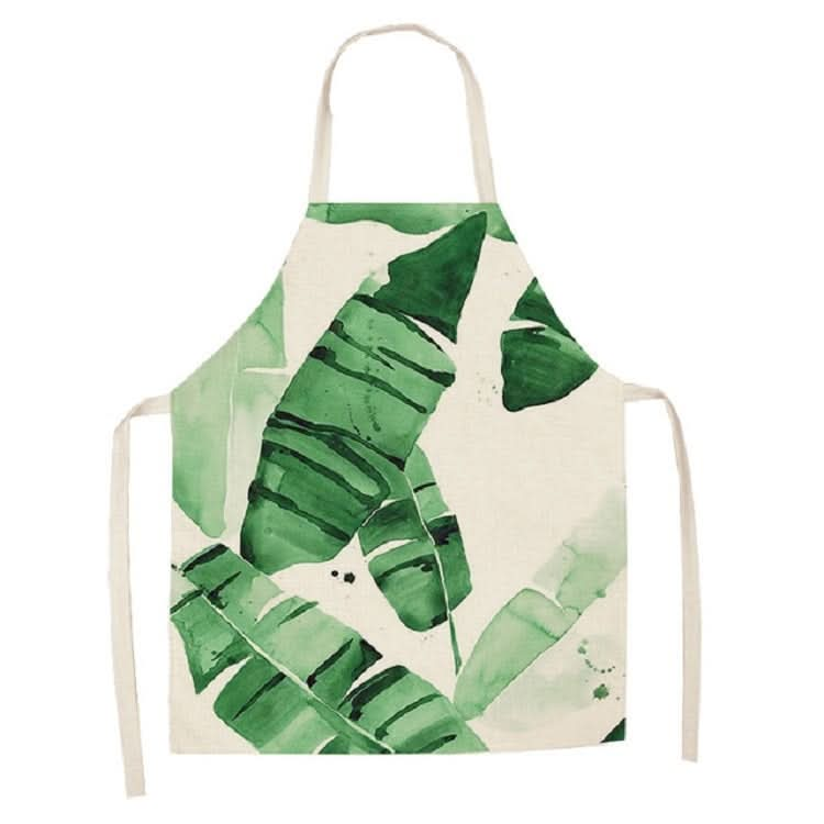 Cotton Linen Creative Plant Foliage Pattern Sleeveless Apron - Reluova