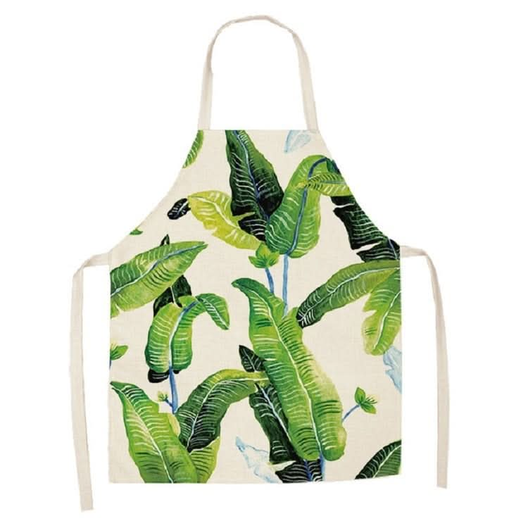 Cotton Linen Creative Plant Foliage Pattern Sleeveless Apron - Reluova