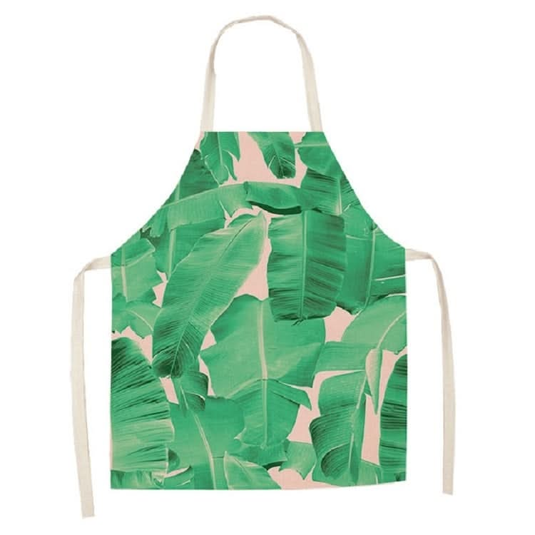 Cotton Linen Creative Plant Foliage Pattern Sleeveless Apron - Reluova