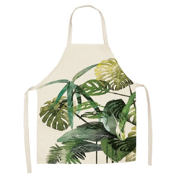 Cotton Linen Creative Plant Foliage Pattern Sleeveless Apron - Reluova