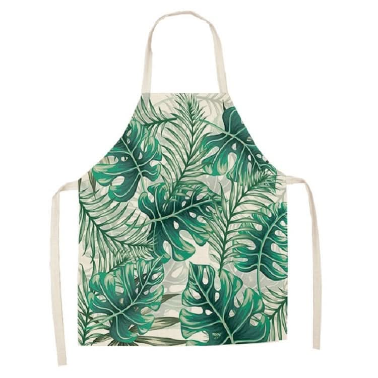 Cotton Linen Creative Plant Foliage Pattern Sleeveless Apron - Reluova