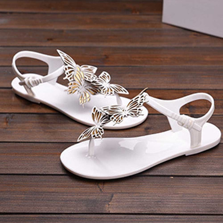 Peep Toe Jelly Butterfly Flip Flops Summer Reluova