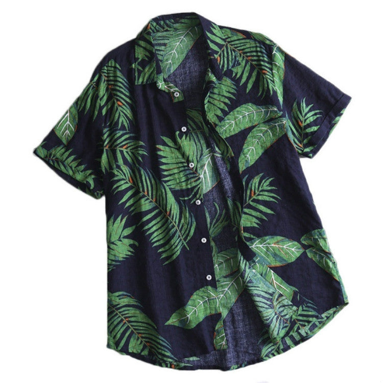 Cotton Casual Beach Holiday Print Shirt for Men Reluova