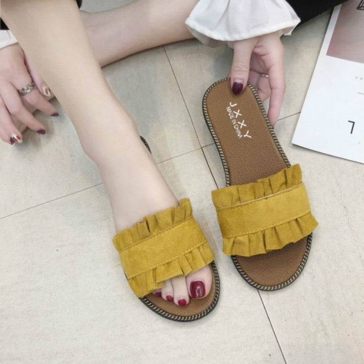 Lotus Leaf Edge Beach Flat Bottom Sandals Slippers