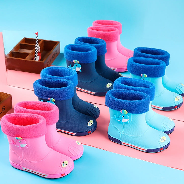 Children Non-Slip Plus Velvet Warm Cartoon Short Rain Boots, Series 2 My Store