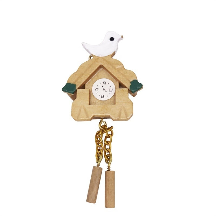 3 PCS 1:12 mini Dull House Dollhouse Wooden Wall Clock Bird Clock House Toy Simulation Clock Model Reluova