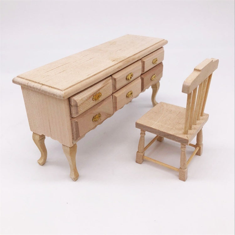 3 PCS 1:12 Mini Dollhouse Pocket Furniture Decoration Desk 6 Drawer Table Miniature Scene Props